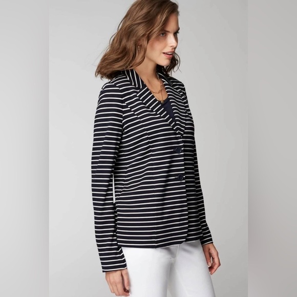J. JILL Wearever Preppy Business Casual Stretchy Unstructured Striped Blazer 2X - Picture 3 of 14